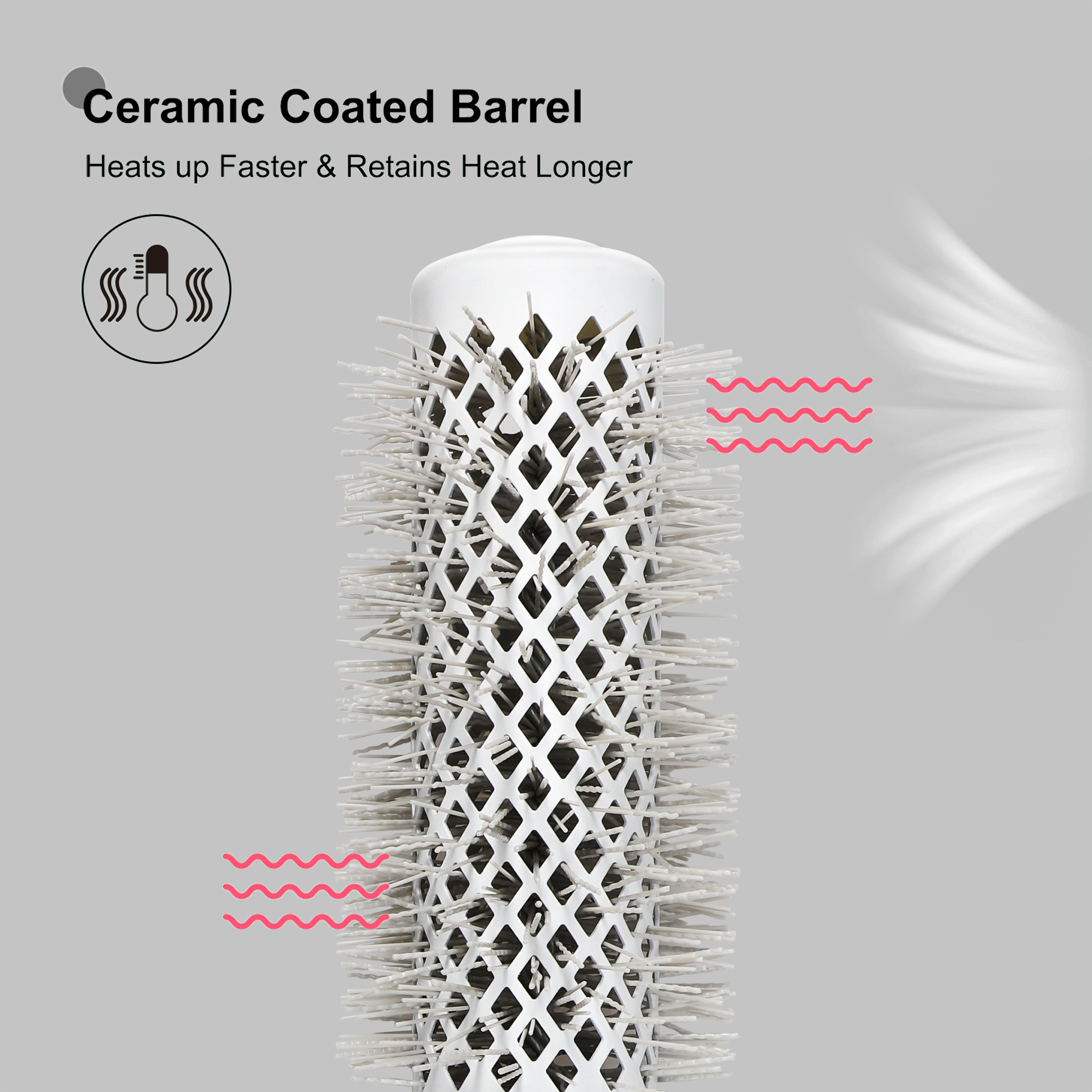Eagle Fortress Professional Round Hair Brush for Blow Drying with Ceramic + Ionic, Grey 1.26in