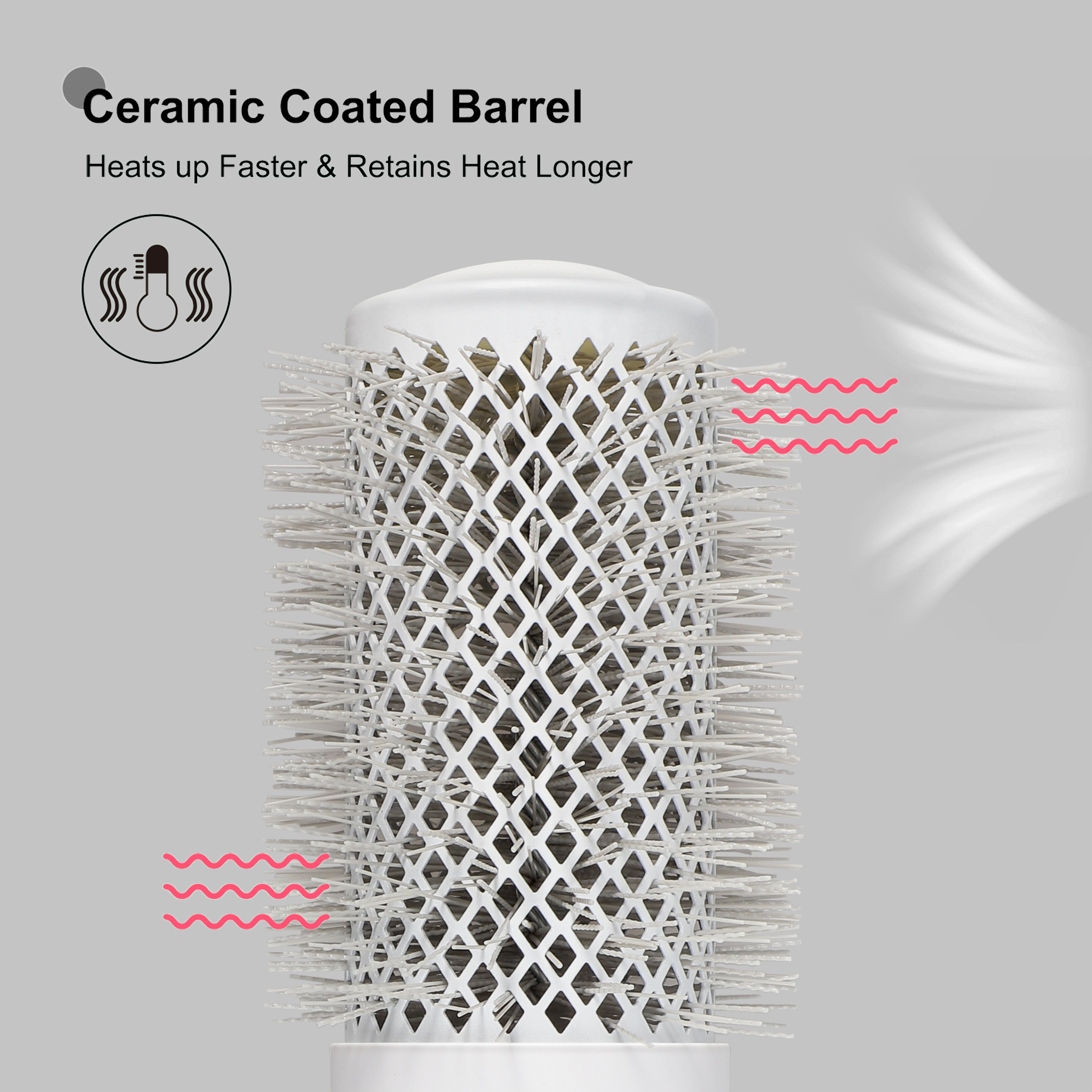 Eagle Fortress Professional Round Hair Brush for Blow Drying with Ceramic + Ionic, Grey 2.09in