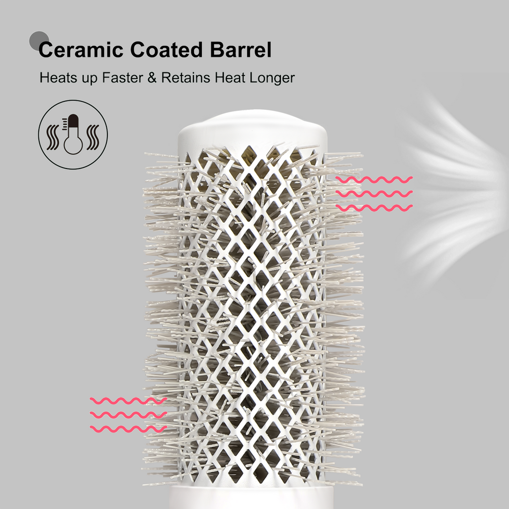 Eagle Fortress Professional Round Hair Brush for Blow Drying with Ceramic + Ionic, Grey 1.69in
