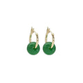 Gold Hoop Thick Green Jade Donut Hoop Earrings, Sku#EF475