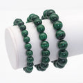 Genuine Malachite Round Smooth Stretchy Bracelet, Sku#EF441