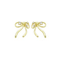Clear CZ Gold Bowknot Stud Earrings, Sku#LK1006