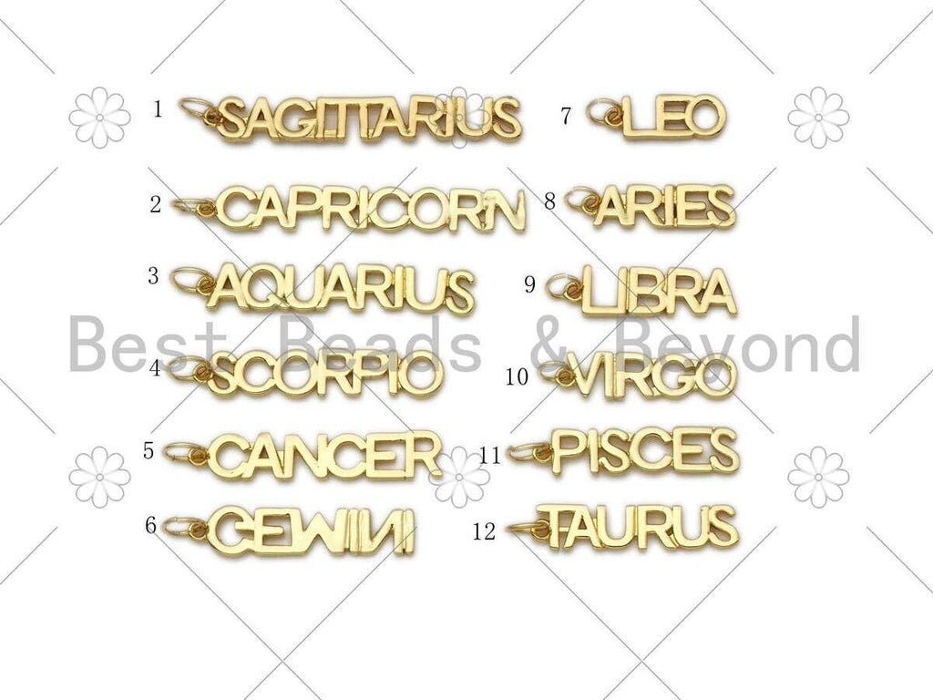 Constellation Word Shape Pendant/Charm, 18K Gold Filled Charm, Necklace Bracelet Charm Pendant,7x45mm,Sku#Z1367