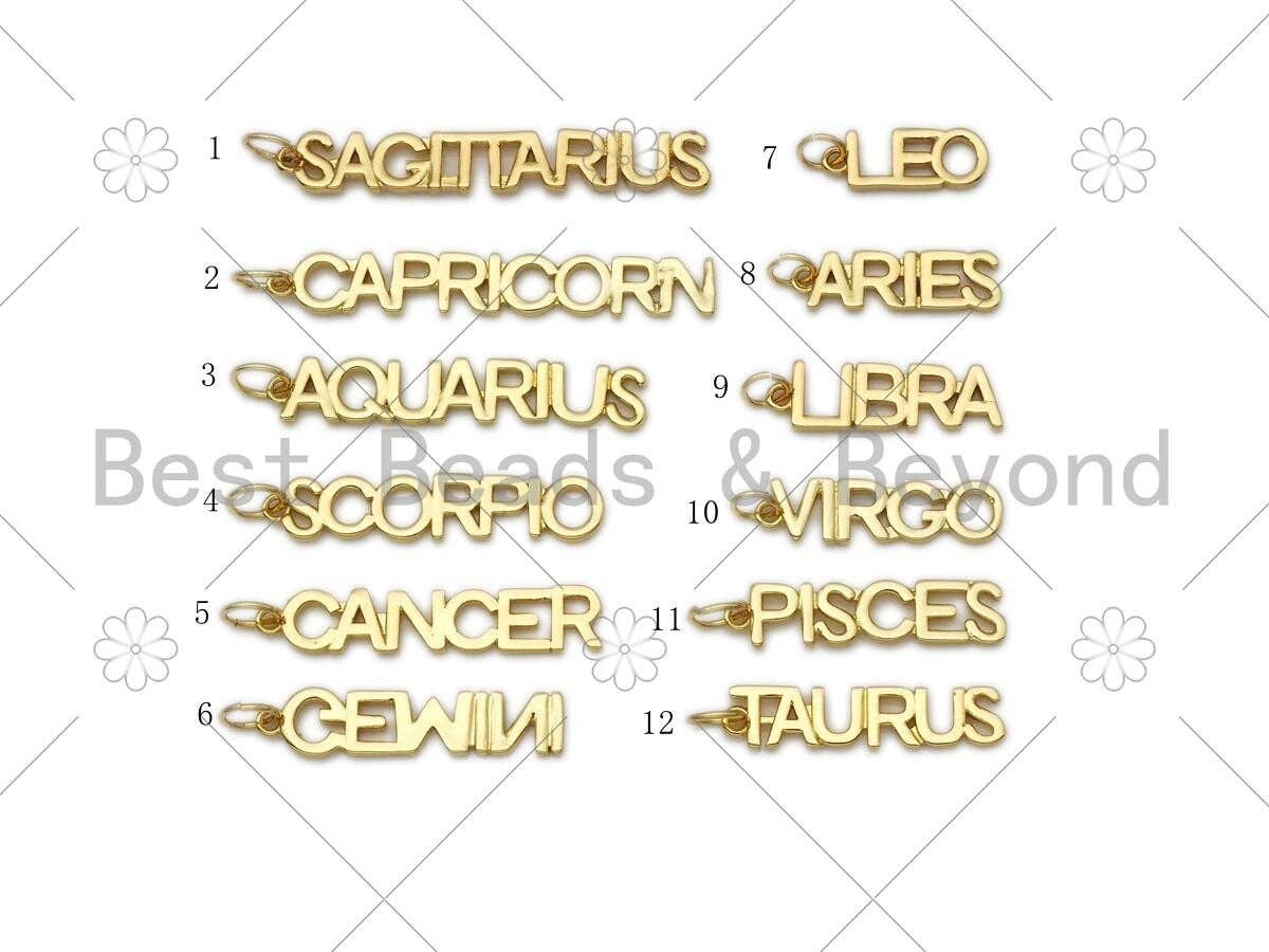 Constellation Word Shape Pendant/Charm, 18K Gold Filled Charm, Necklace Bracelet Charm Pendant,7x45mm,Sku#Z1367