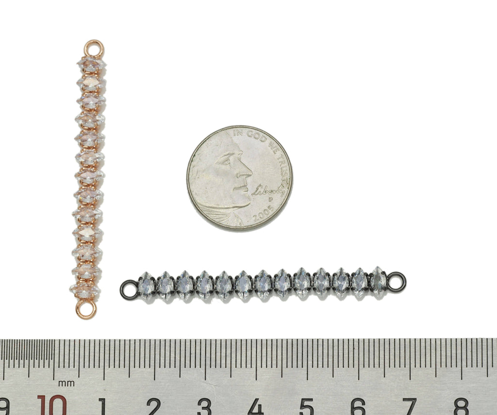 Horse Eye CZ Long Bar Charm, Sku#Y641