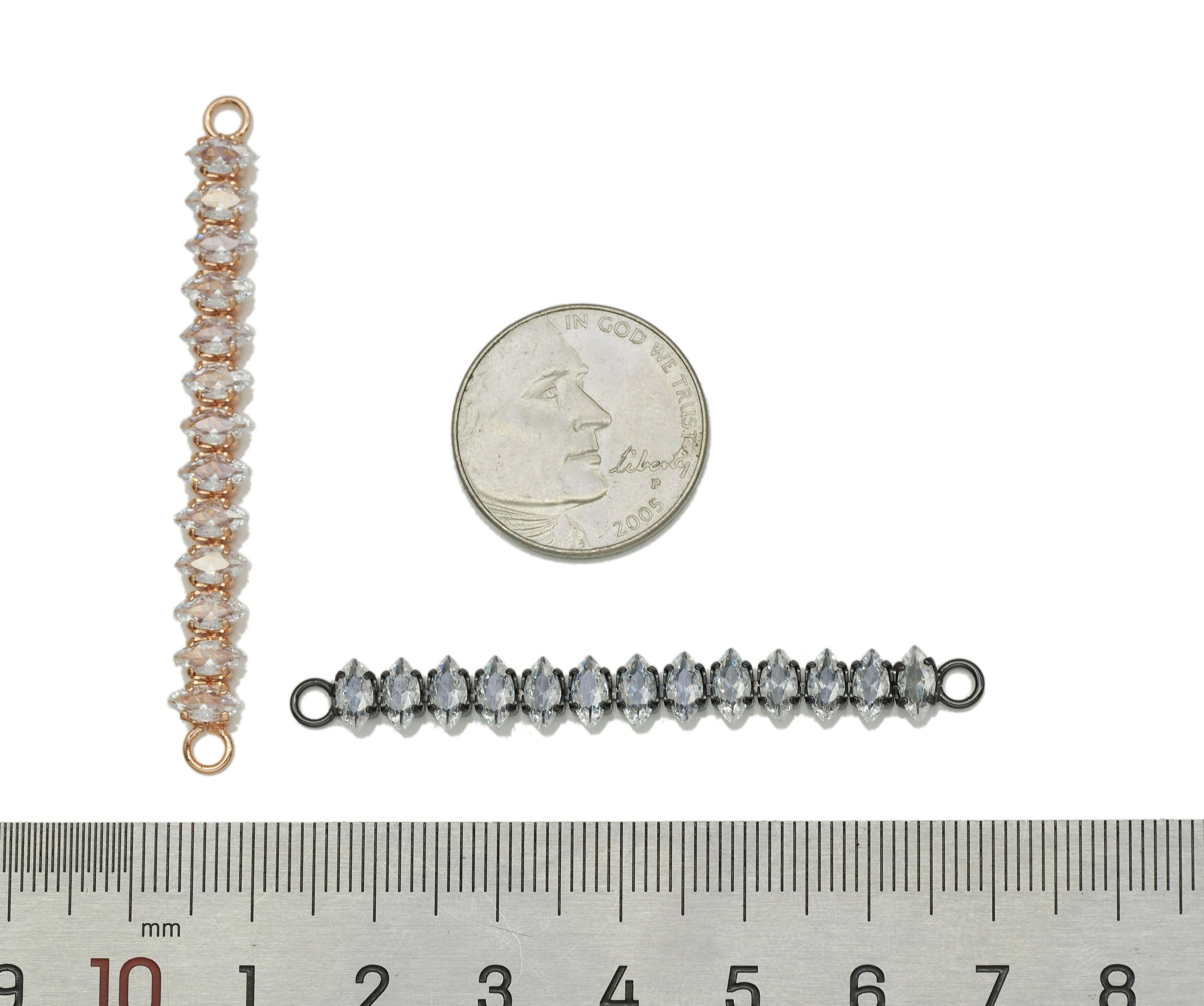 Horse Eye CZ Long Bar Charm, Sku#Y641