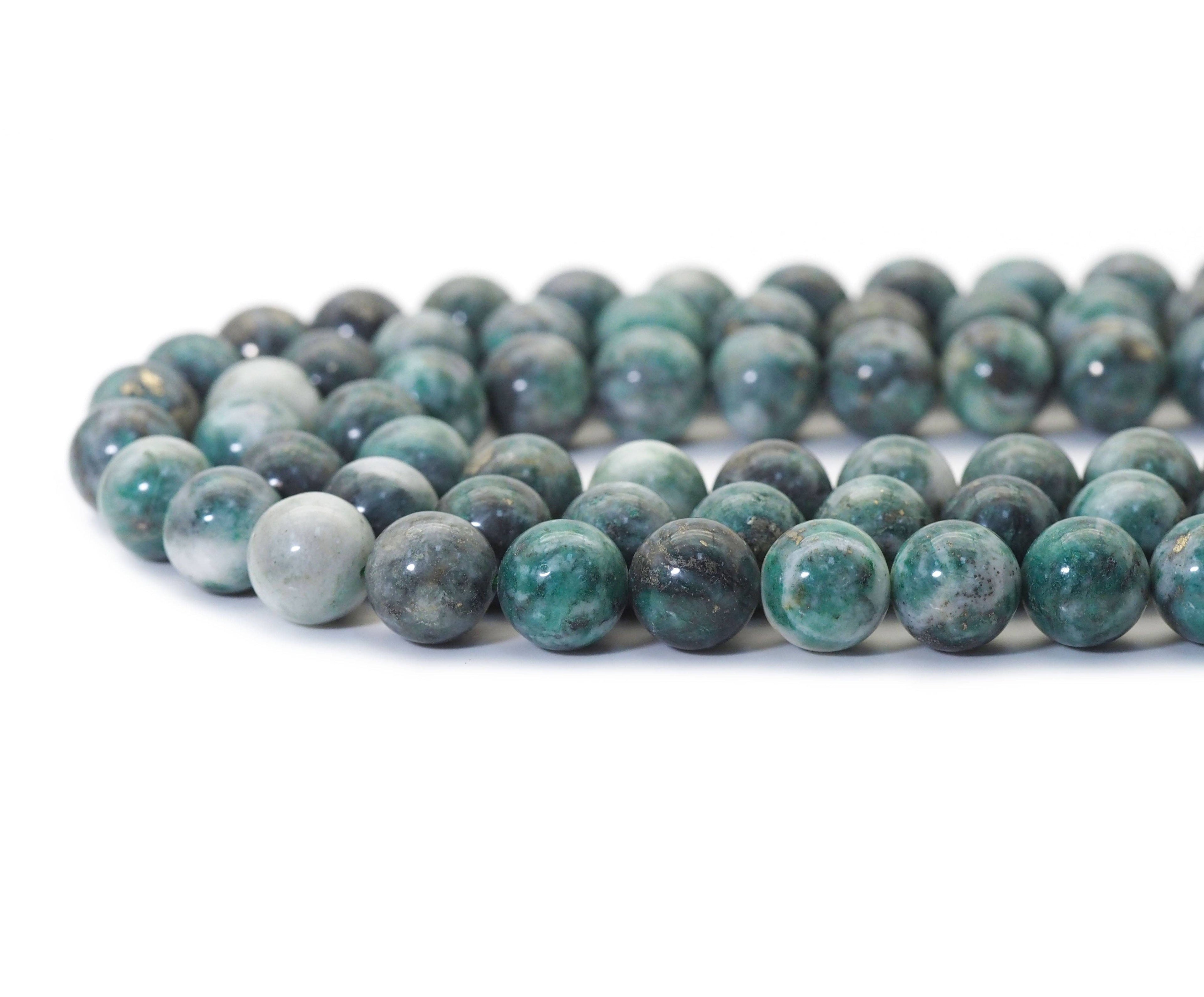 Genuine Pyrite in Jade Round Smooth Beads, 6mm/8mm/10mm/12mm, Sku#U1460