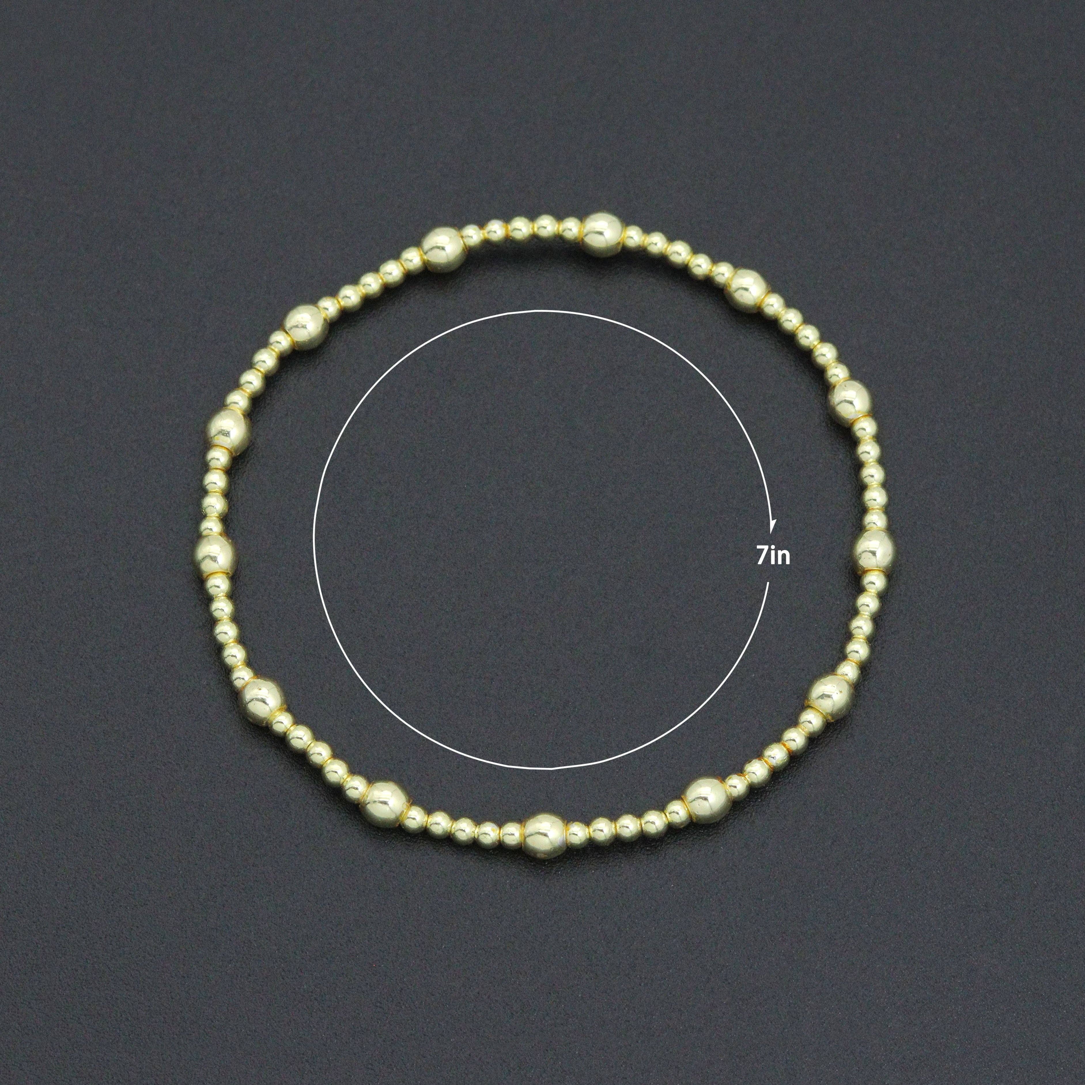 Gold Hematite Ball Beads Stretchy Bracelet, Sku#EF684