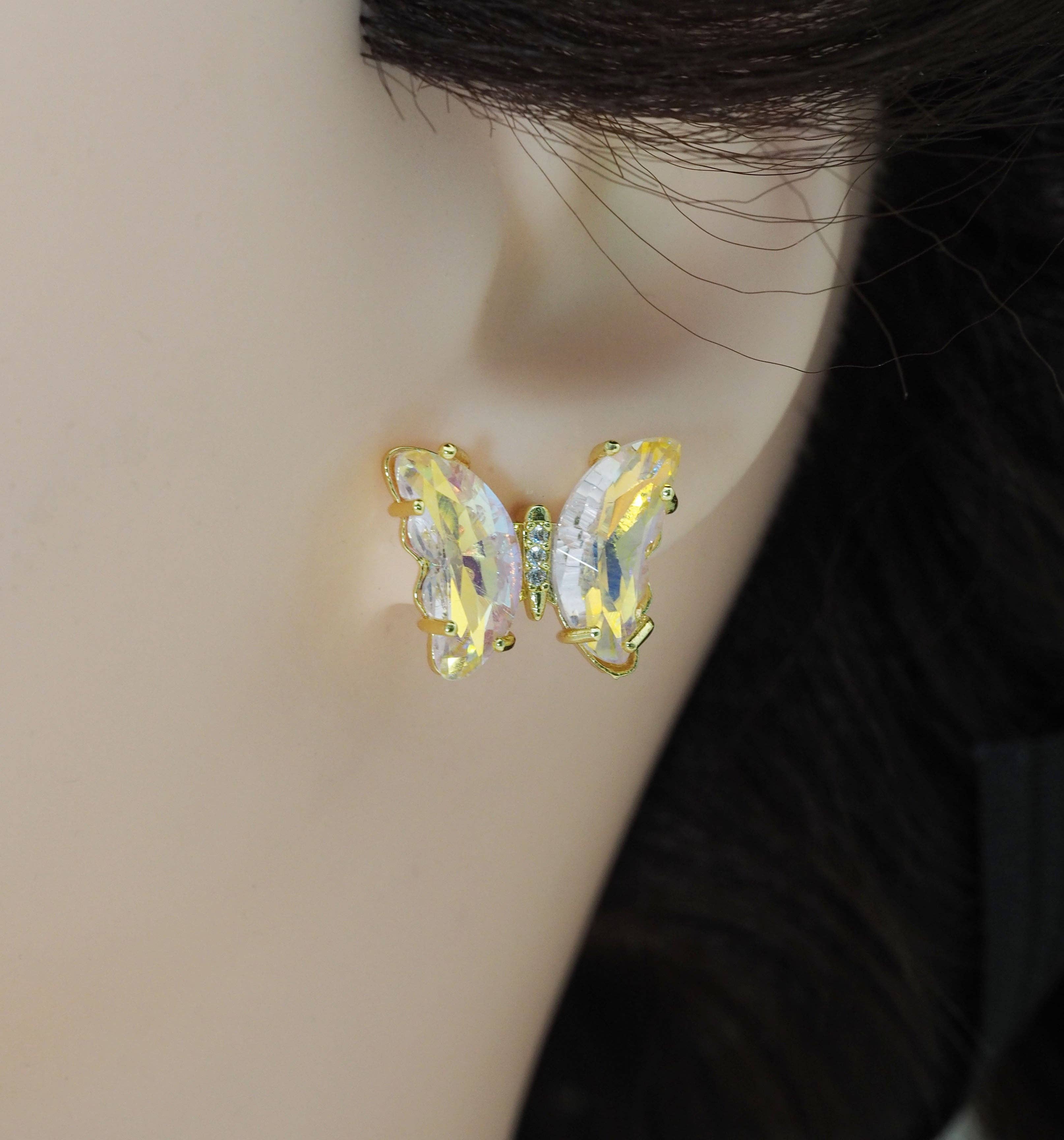 Crystal Butterfly Stud Earrings, Sku#FH217