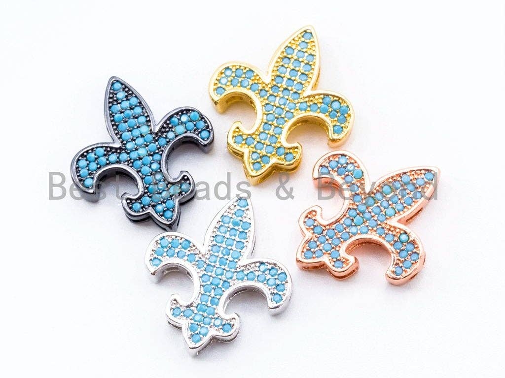 CZ Micro Pave Anchor Connector Link Charm, Blue Turquoise CZ on Gold/Silver/Rose Gold/Black Finish,Jewelry Findings, 19x16mm, sku#E190
