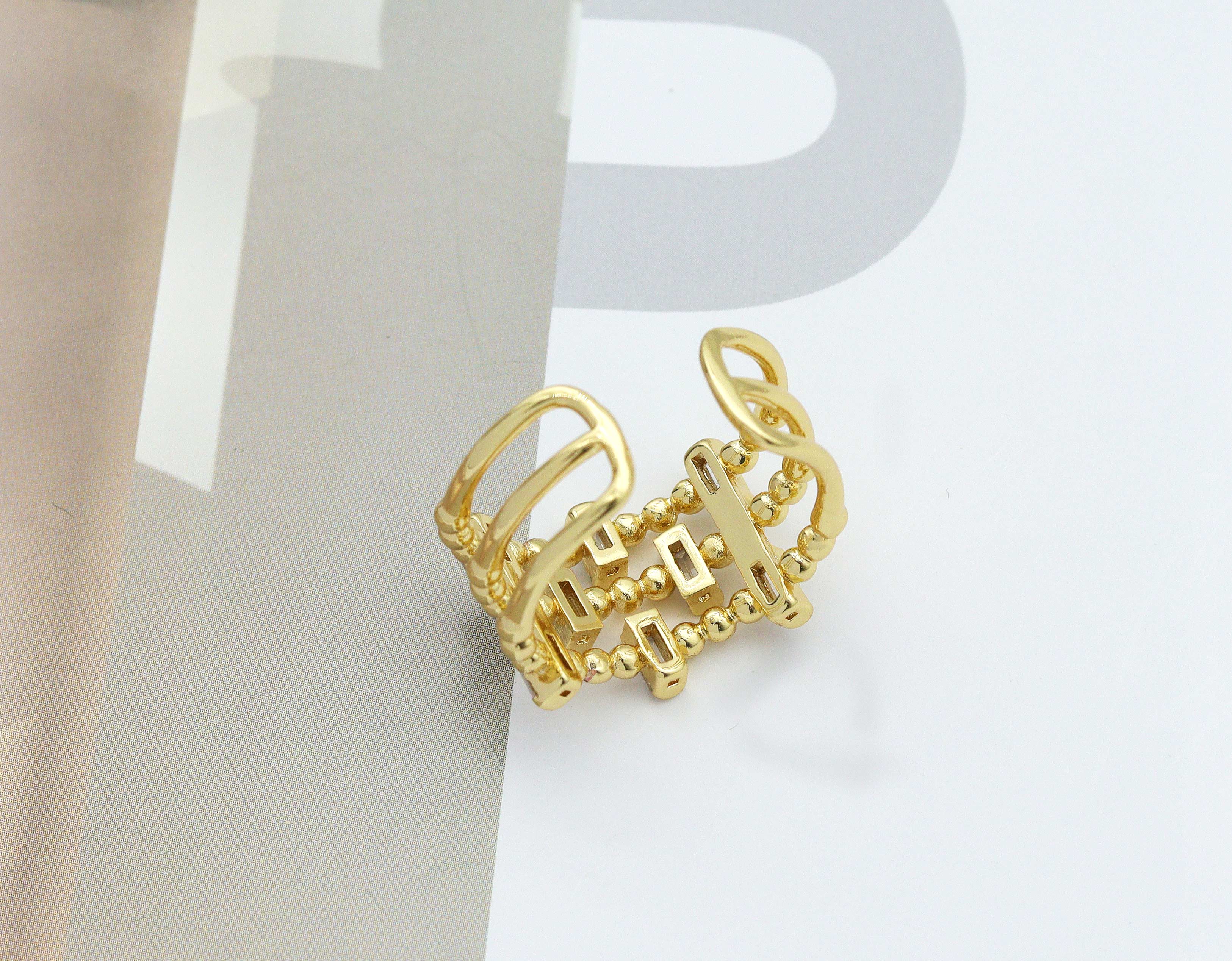 CZ Triple Wrap Adjustable Ring, Sku#LD226C