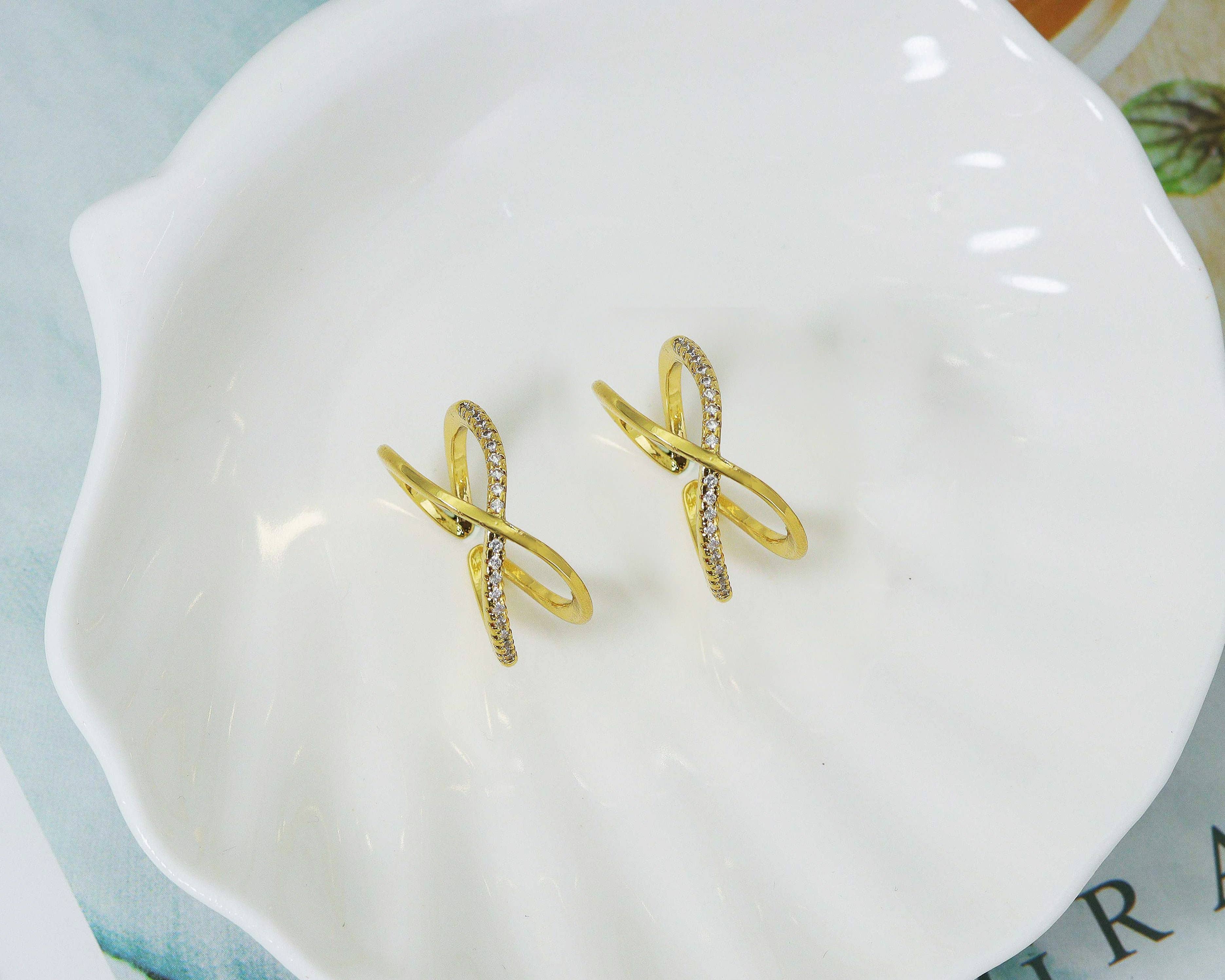 CZ Infinity Cross Adjustable Ring, Sku#LD210