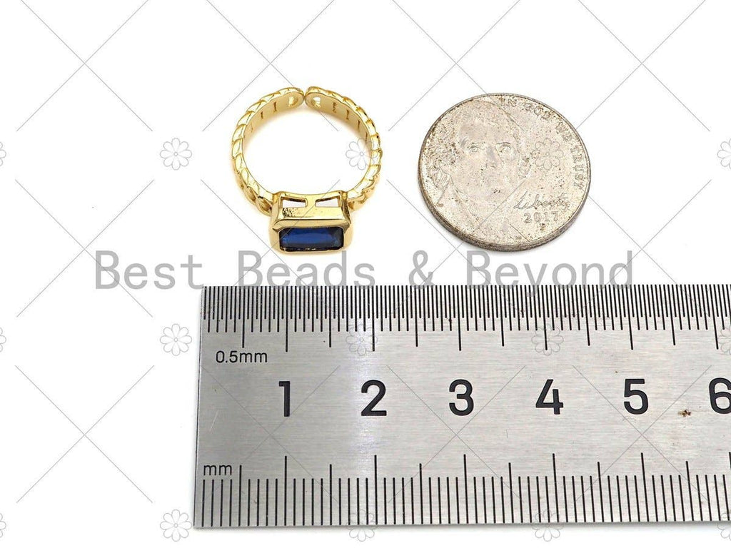 Gold Colorful Big CZ Adjustable Ring, Sku#LK368