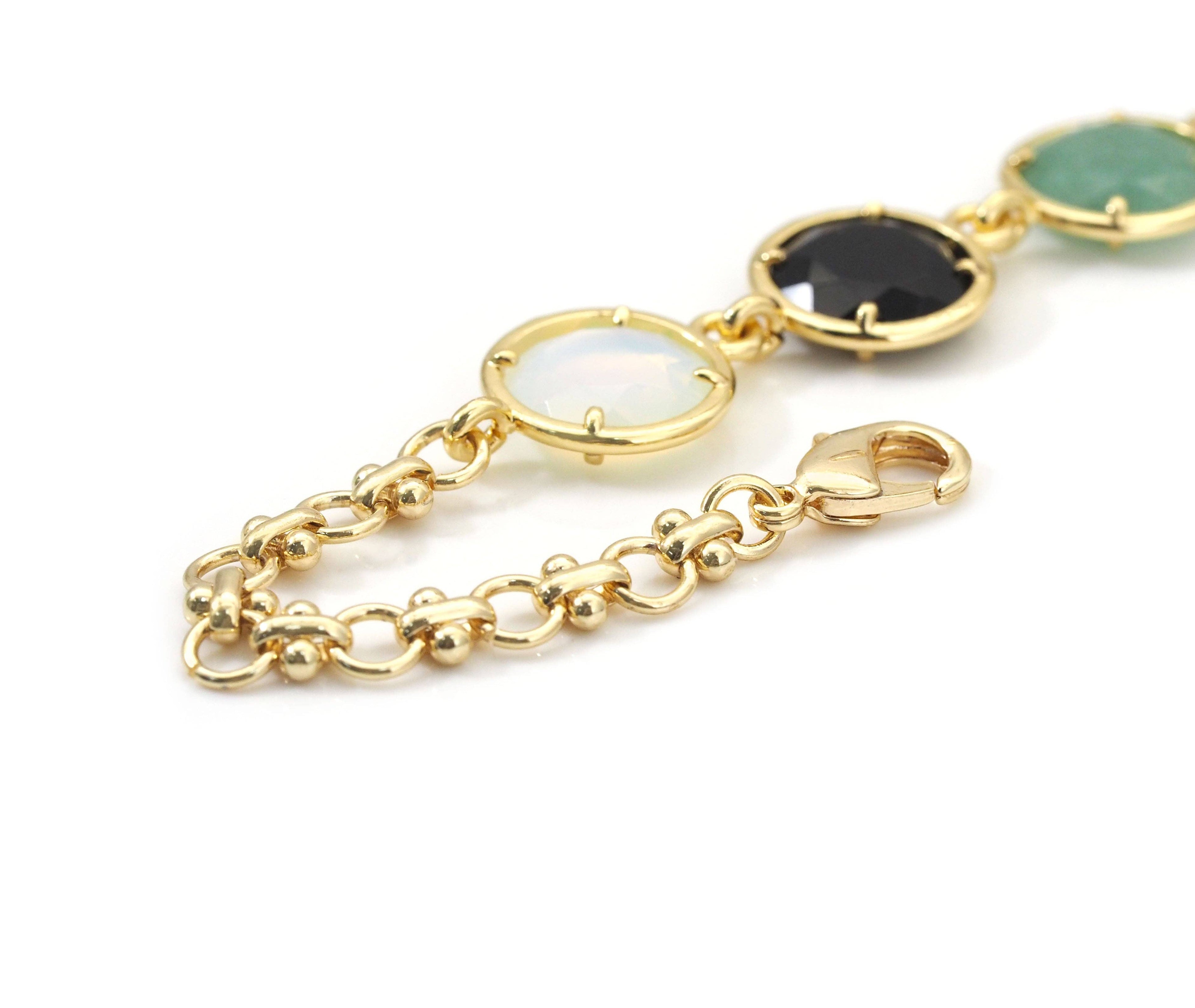 Natural Gemstone Gold chain necklace, sku#EF245