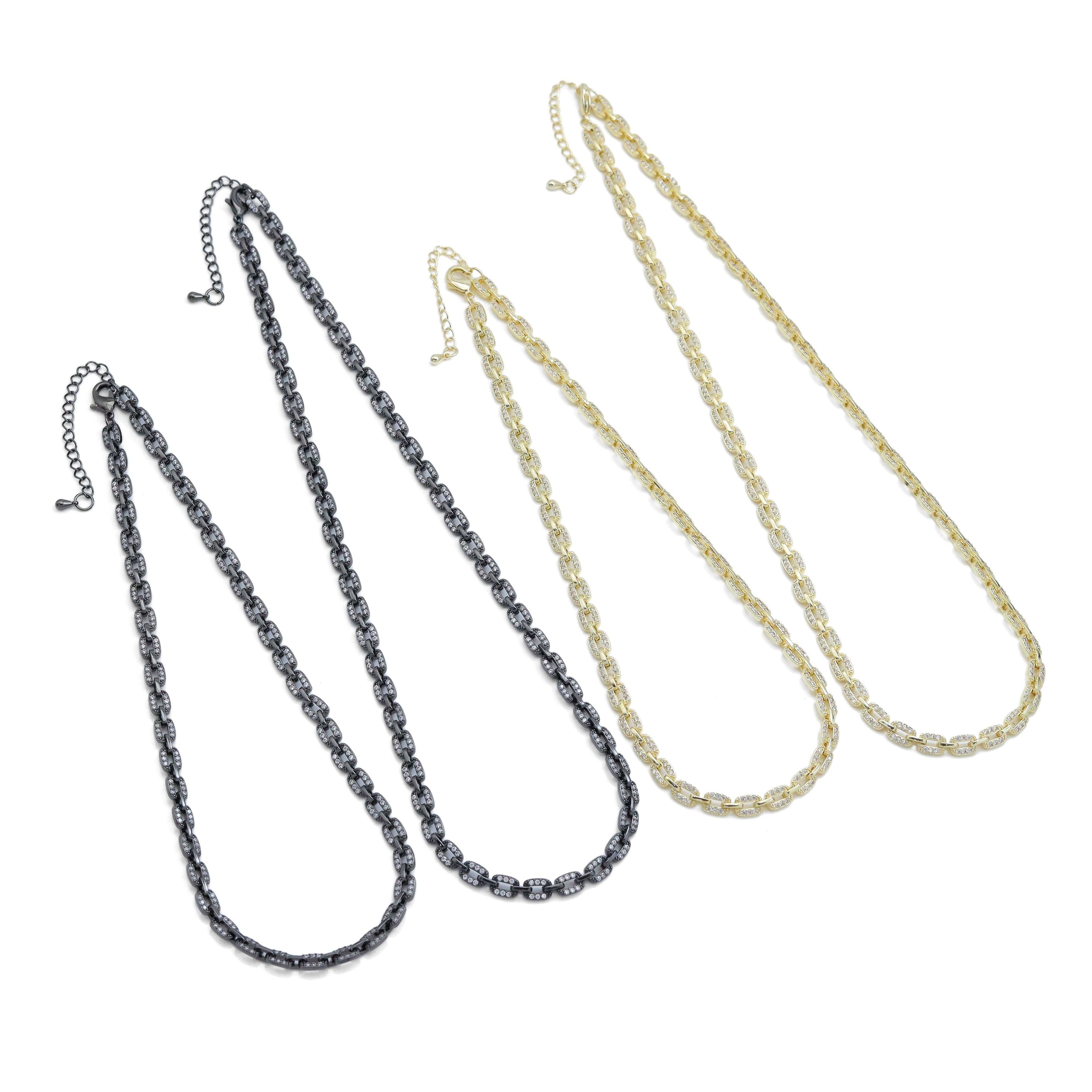 CZ Rectangle Chain Necklace, Sku#EF600