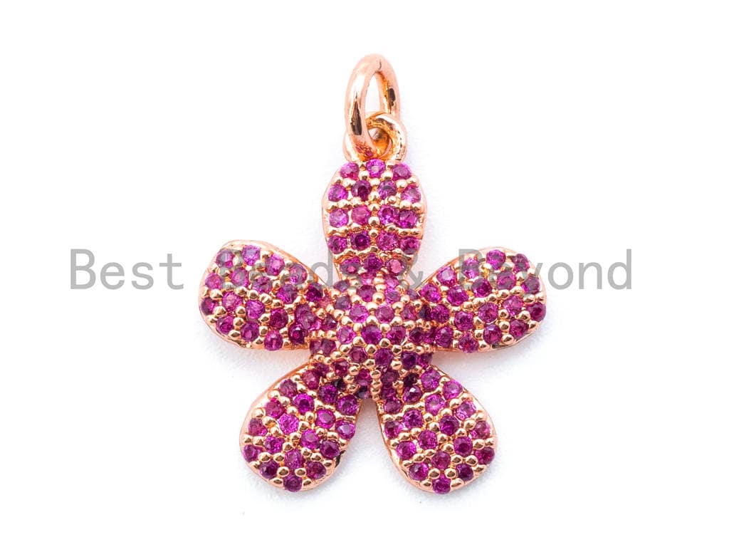 16mm CZ Fuchsia Pink Daisy Flower Pendant, sku#L85