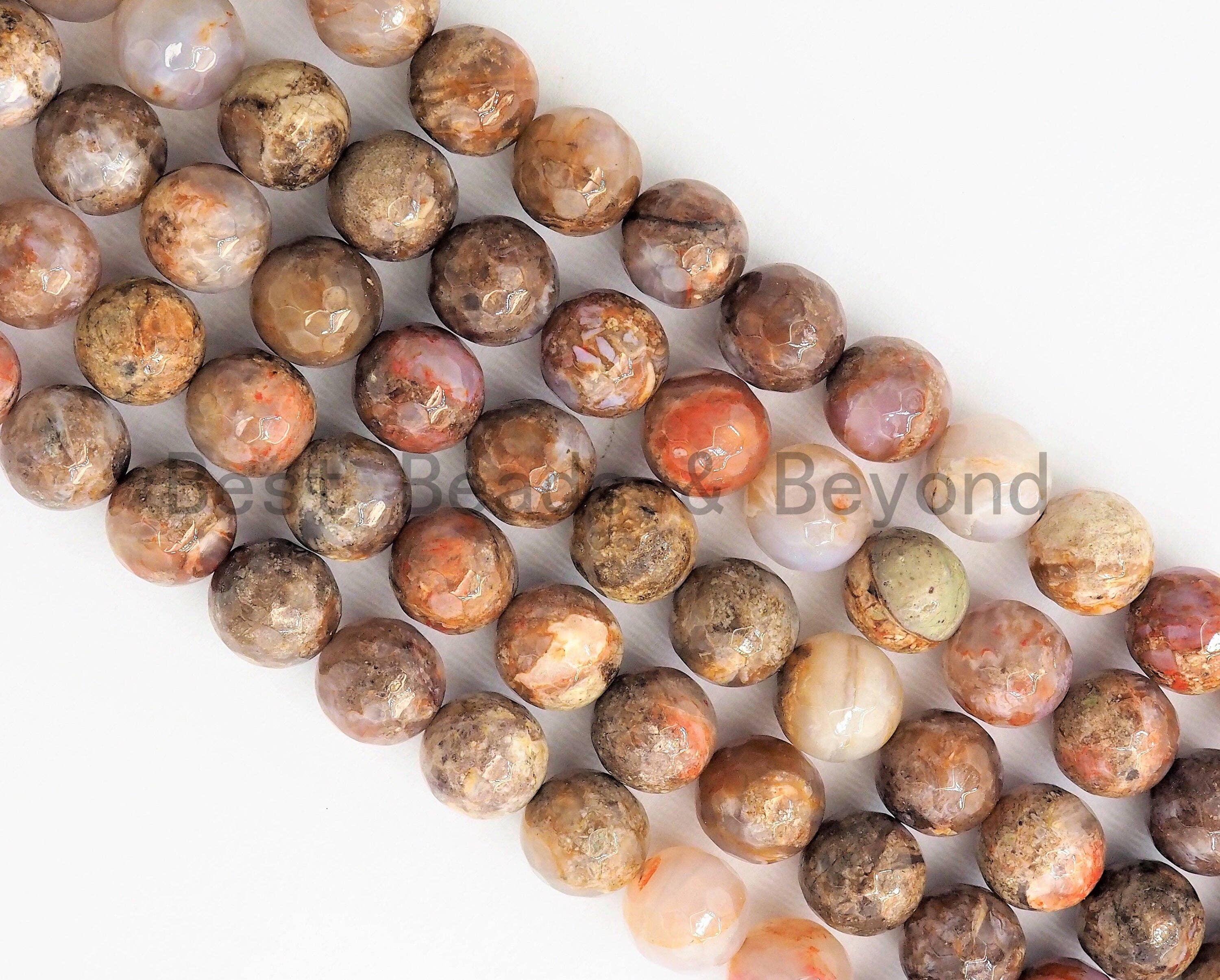 Quality Natural Bloodshot Jade Round Faceted Beads,6mm/8mm/10mm/12mm beads, Brown Gemstone, 15.5inch strand, SKU#U328