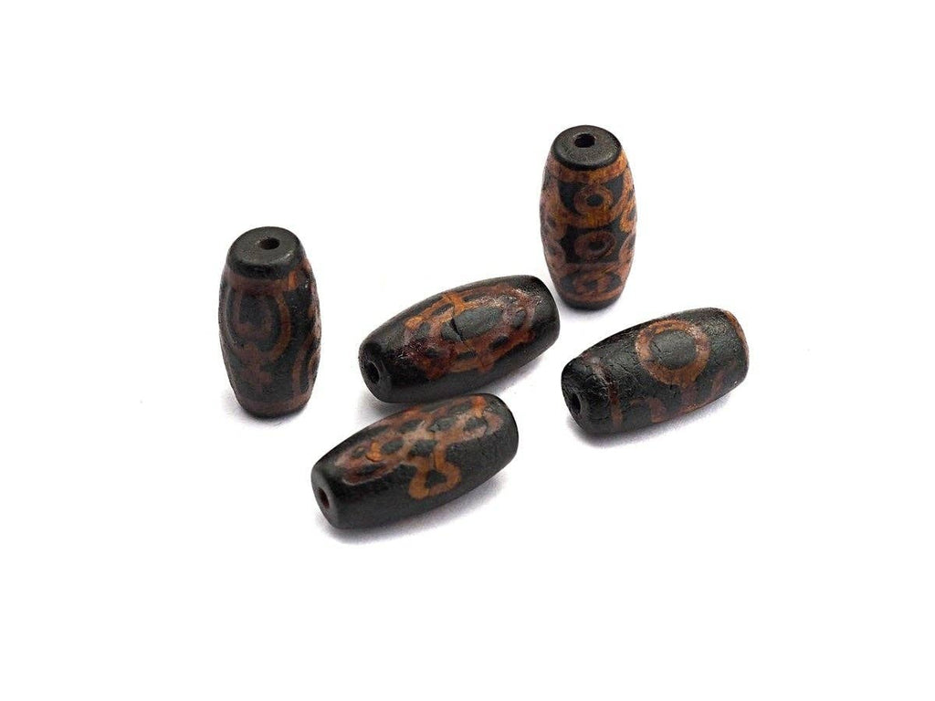 Natural Tibetan Agate Barrel Beads, Black Dzi beads, Barrel Agate Beads,10x20mm, sku#U566