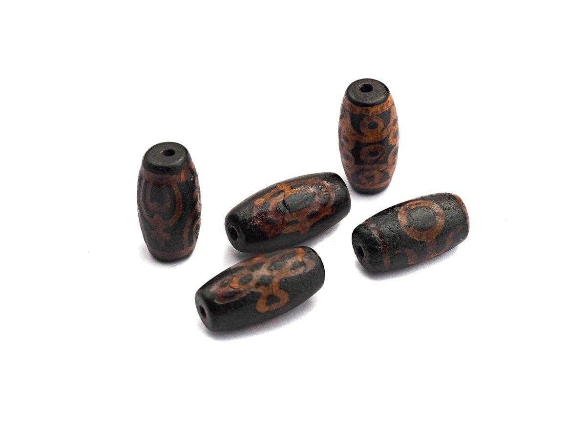 Natural Tibetan Agate Barrel Beads, Black Dzi beads, Barrel Agate Beads,10x20mm, sku#U566