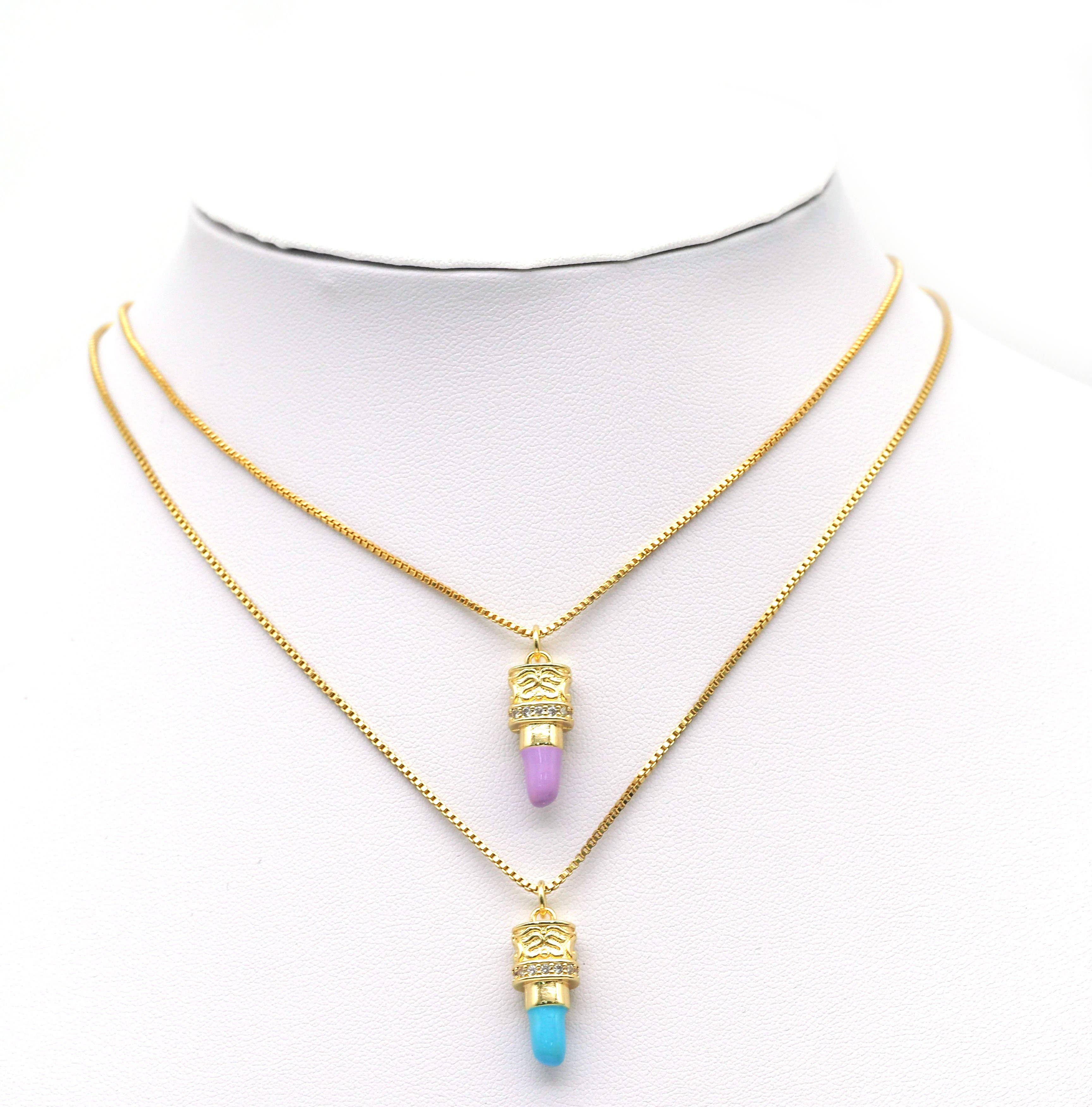 CZ Enamel Lipstick Pendant, Sku#F1470