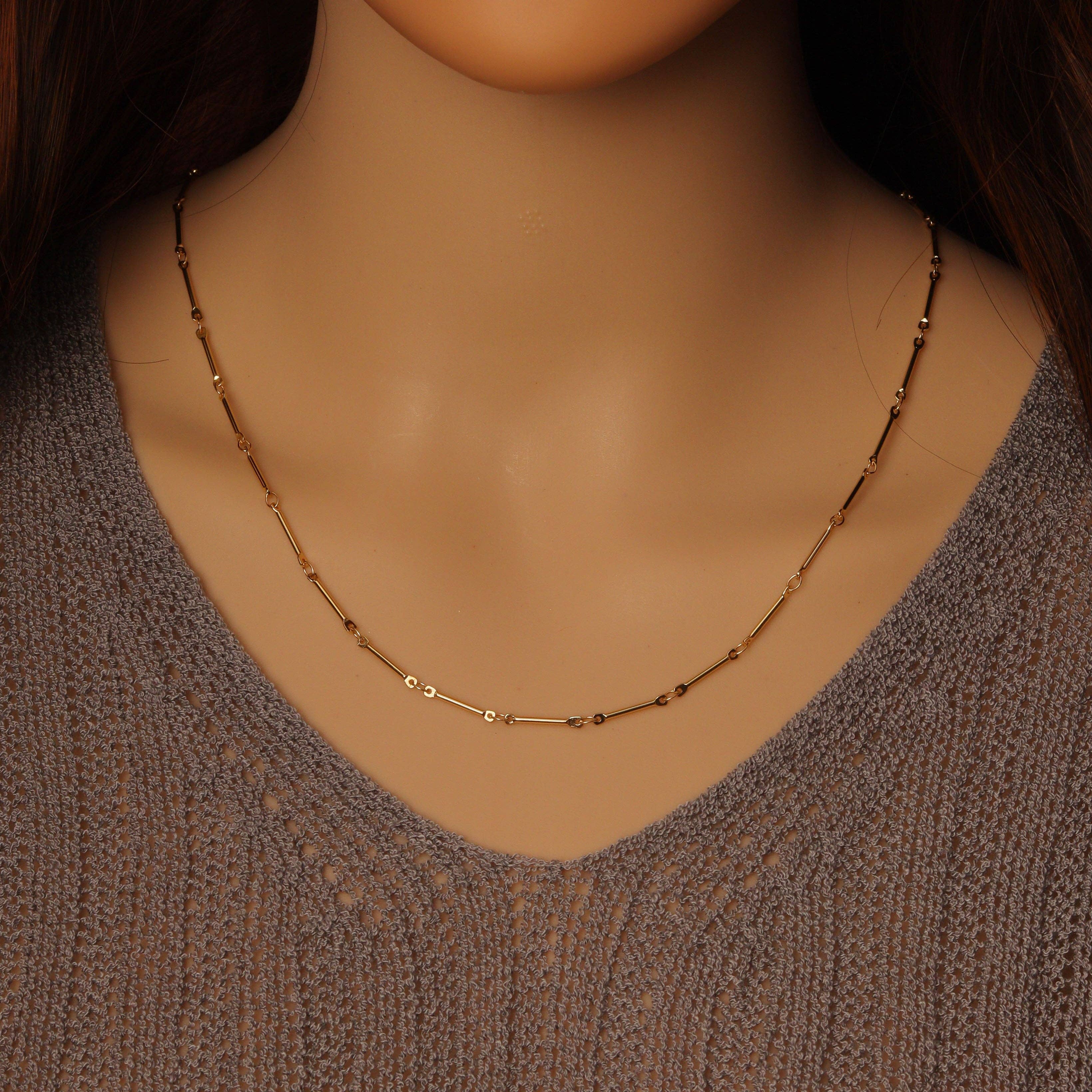 Gold Dainty Bar Link chain by Yard, Y865