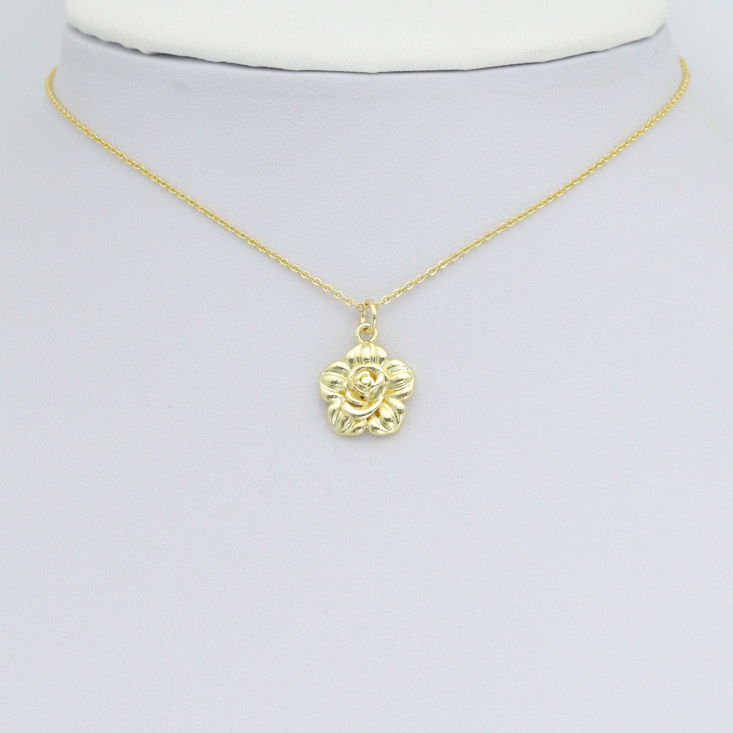 Gold 3D Flower Charm Pendant, Sku#LK1187