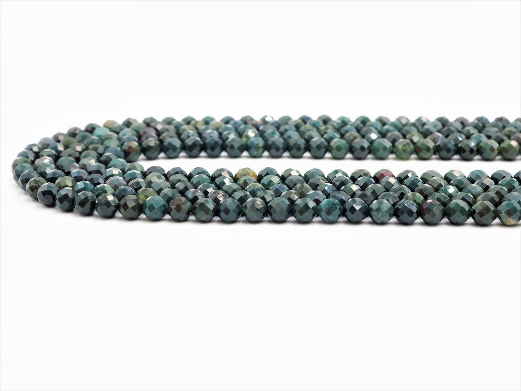 High Quality Natural Faceted Round Blood Stone beads, 3mm/4mm/5mm Natural Gemstone beads,Green Natural BloodStone, 15.5inch strand, SKU#U364