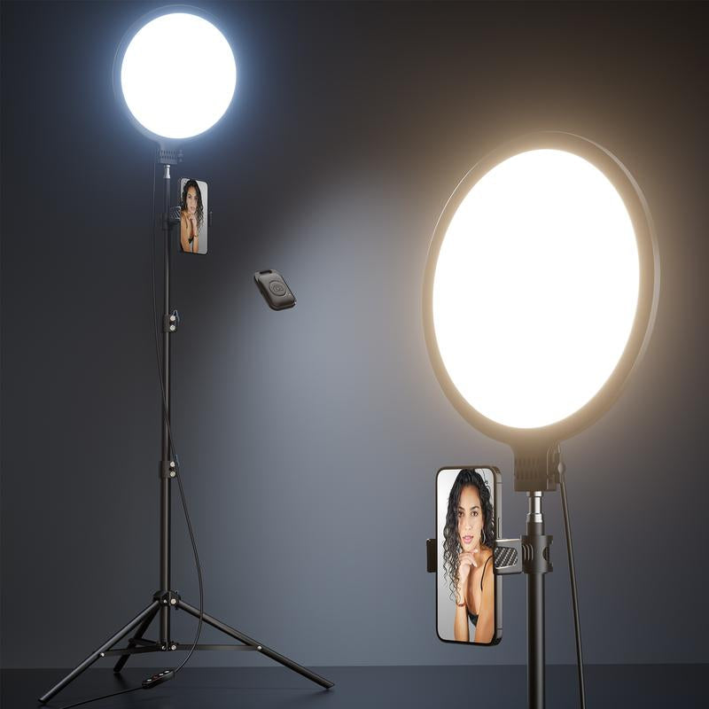 Weilisi 10.5" Ring Light with 69" Tripod Stand and Phone Holder Kit, Full-Screen Zoom Lighting for Video Recording, Makeup, Live Stream, Dimmable LED Selfie Ring Light Tripod for Iphone with Remote