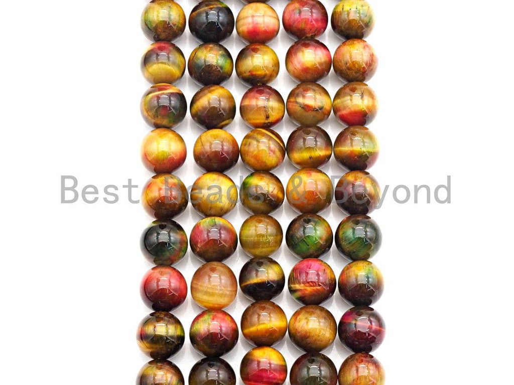 NEW COLOR!! Natural Tiger eye Beads Round 12mm/14mm, Dryed Tiger Eye Beads, Purple Blue Pink Gemstone, 16" Full strand, sku#UA12