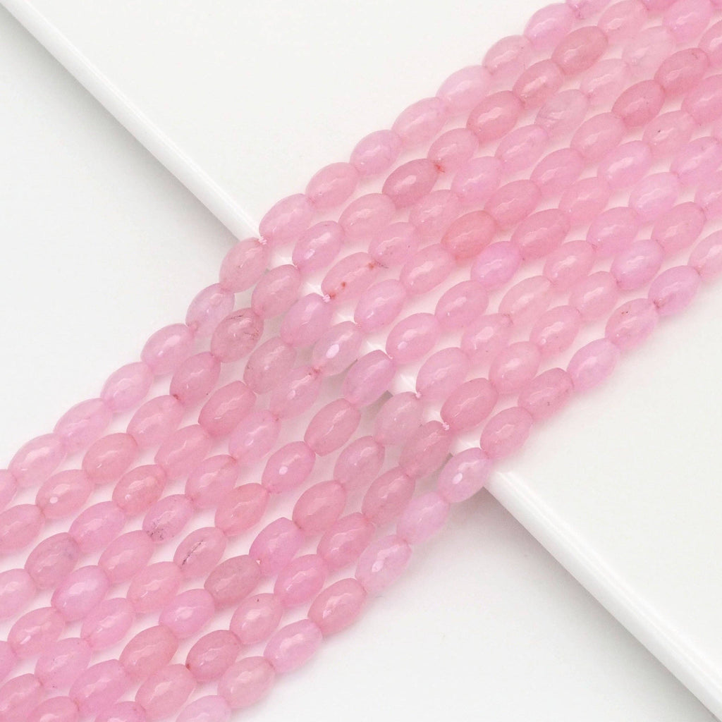Rice Shape Faceted Pink Jade Beads, Sku#U1716