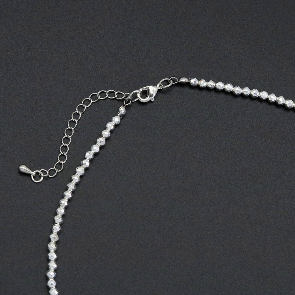 Gold Silver hematite with flat pearl necklace, sku#EF556