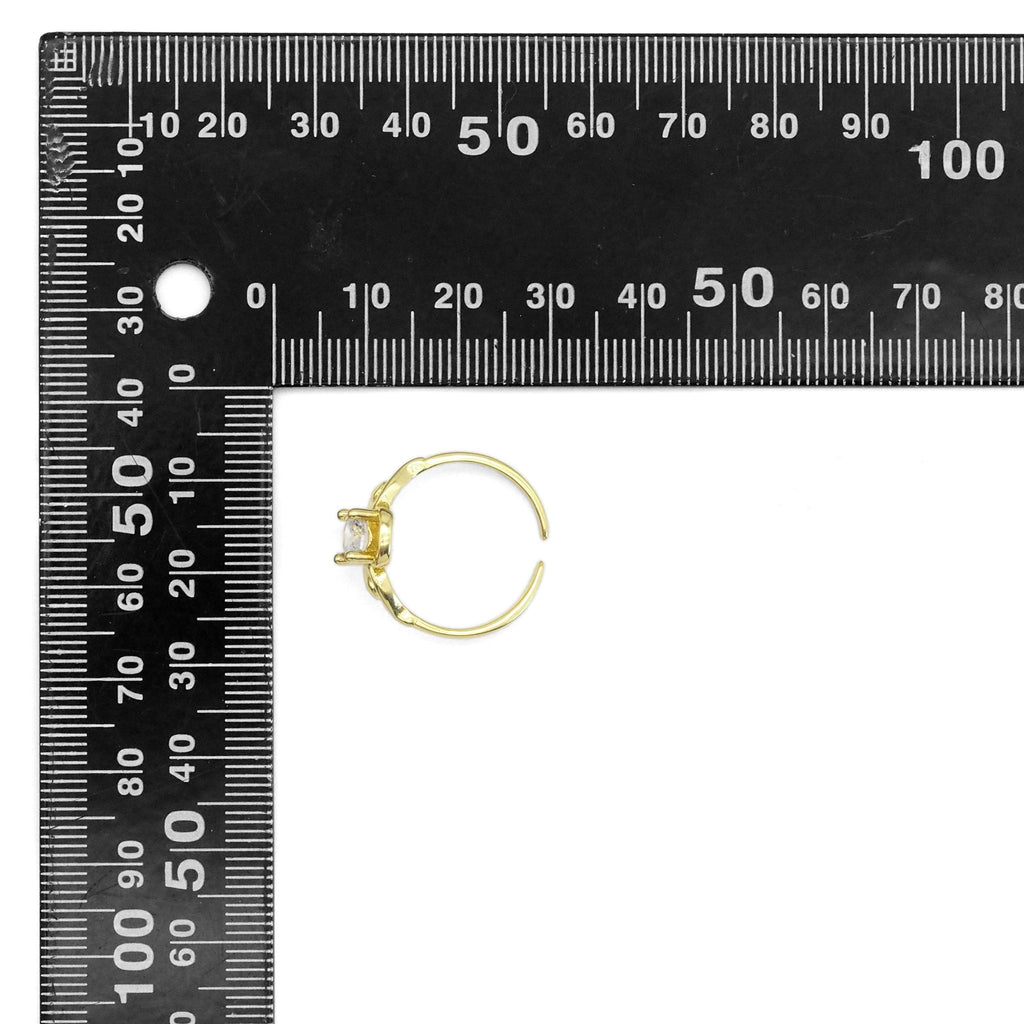 CZ Gold Diamond Angel Wing Heart Ring, Sku#Y899