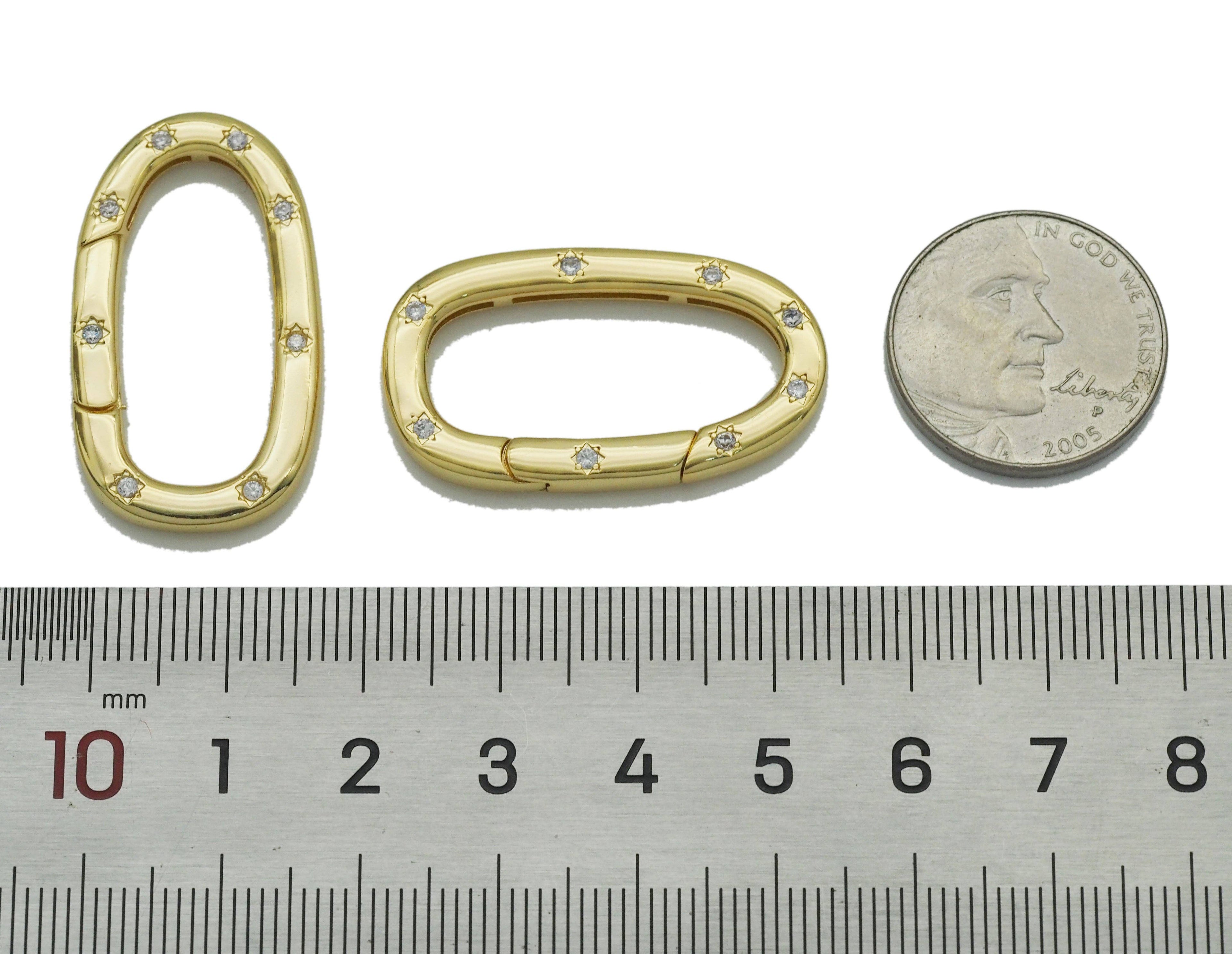 CZ Oval Gold Clasp , Sku#ML64