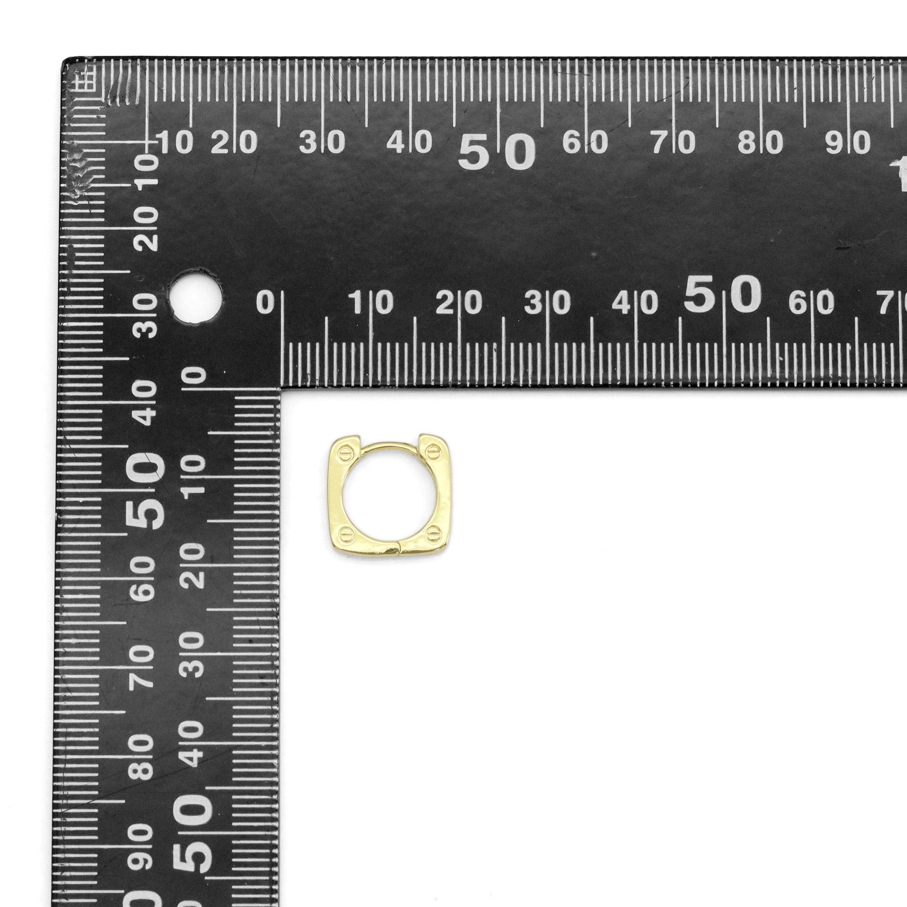 Gold Square Frame Huggie Earrings, Sku#ZX177