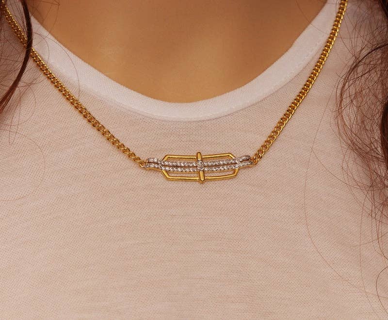 Bow and Arrow Cuban Chain Choker Neclace, sku#EF173