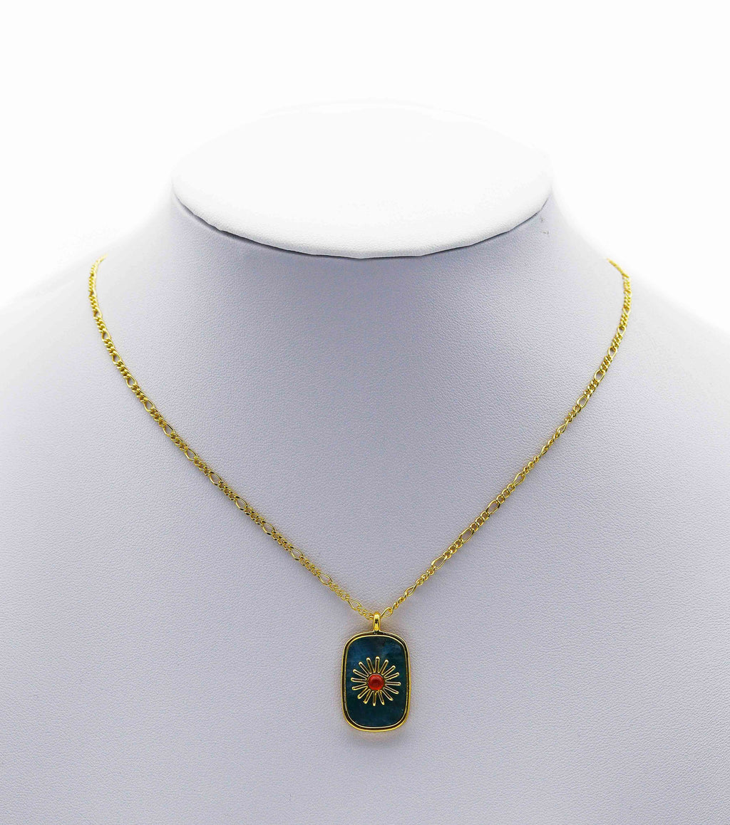 Gold North Star On Rectangle Gemstone Charm, Sku#LY14c