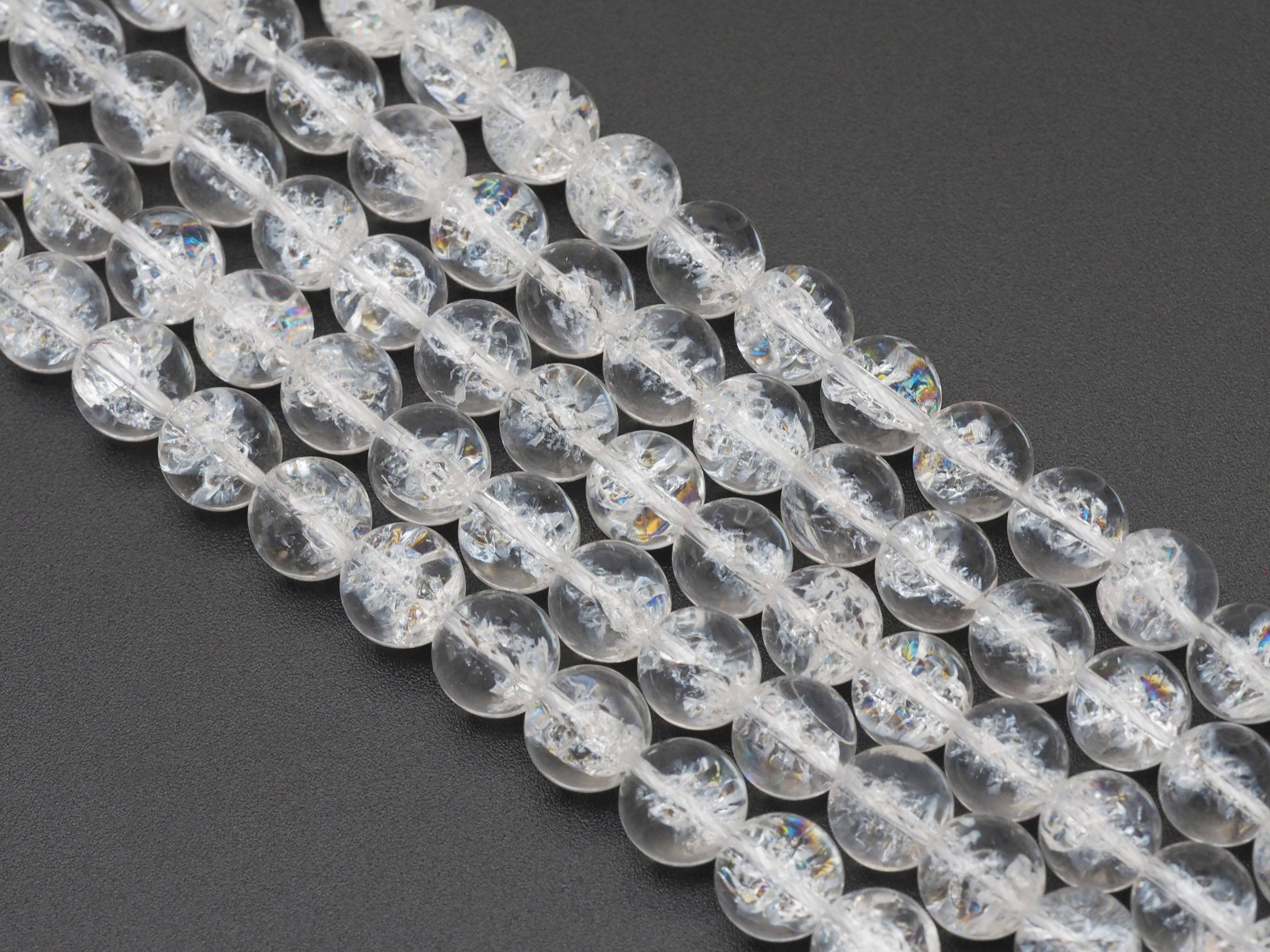 Genuine Rainbow Crack Quartz Round Smooth Beads, Sku#U1356