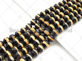Dzi Agate Faceted Round Beads with Orange Line, 6mm/8mm/10mm, Orange Black Tibetan Beads, Agate Beads, 15.5'' Full Strand,Sku#U1073