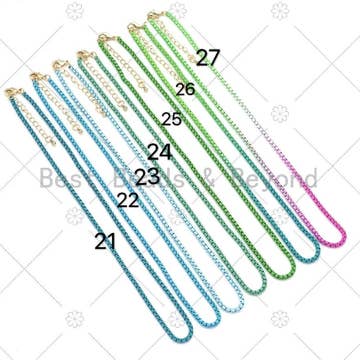 26 COLORS!!! Enamel Box Chain Bracelet/Necklace, sku#EF01