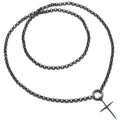 40inch Gunemtal Rolo Chain Thin Cross necklace, sku# EF326