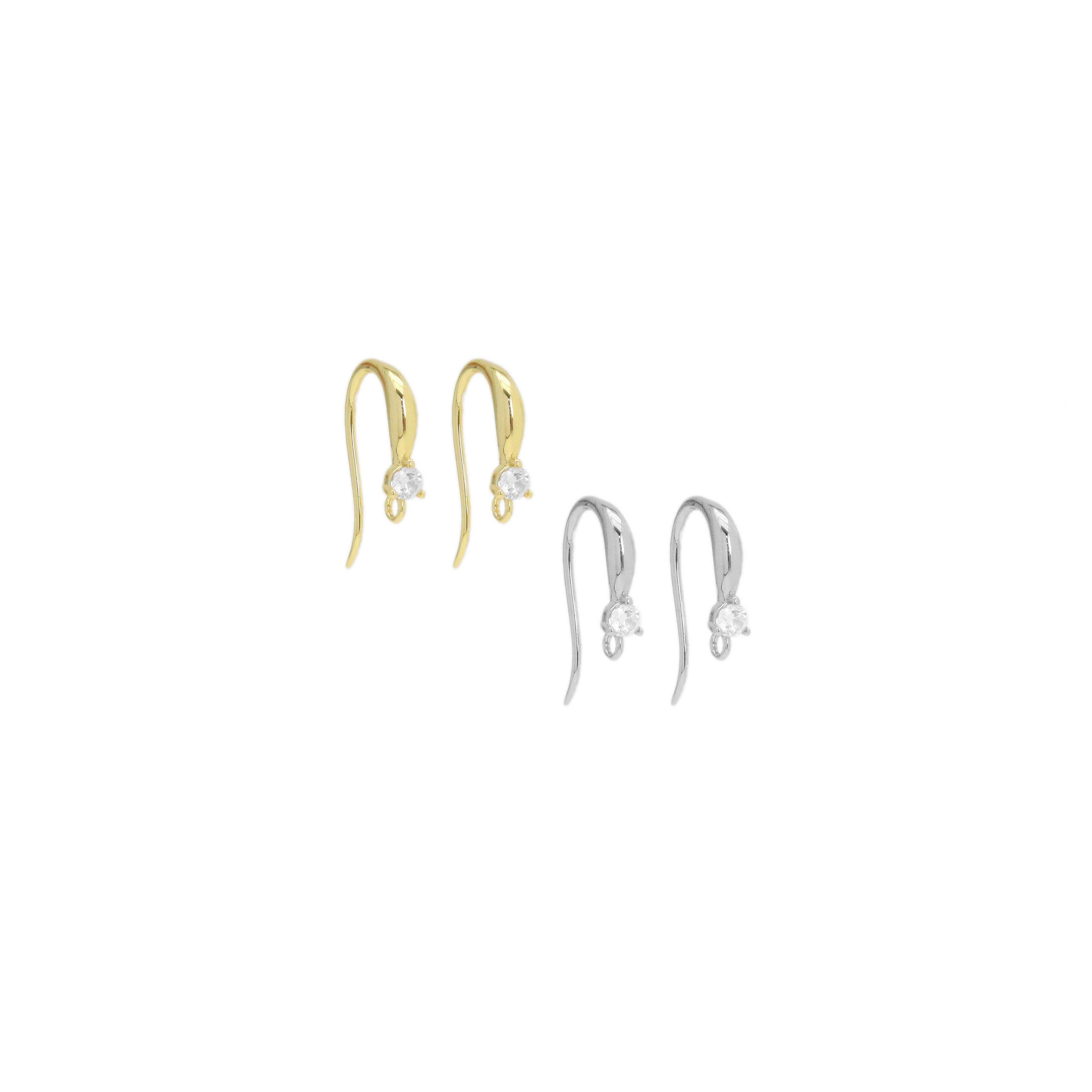 Dainty Heart CZ Earring Hook Earrings, Sku#ZX204