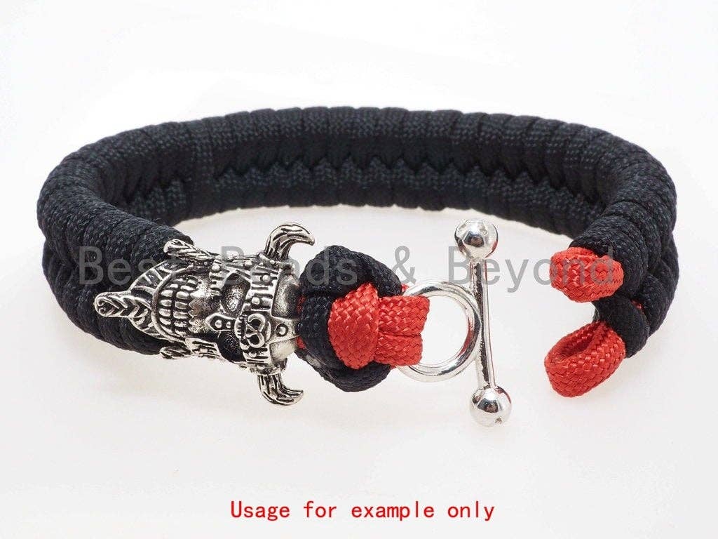 Antique Viking Pirate Skull Bead, For 550 Paracord Survival Bracelet, Men's Bracelet Beads, Paracord KeyChain Beads, 22x24mm, 1pc, sku#Y101