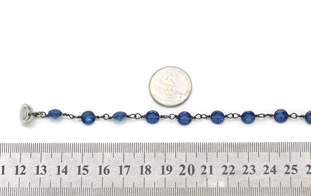 Hand Made Colorful CZ Crystal Cone Beaded Bezel Chain by Yard, sku#EF155