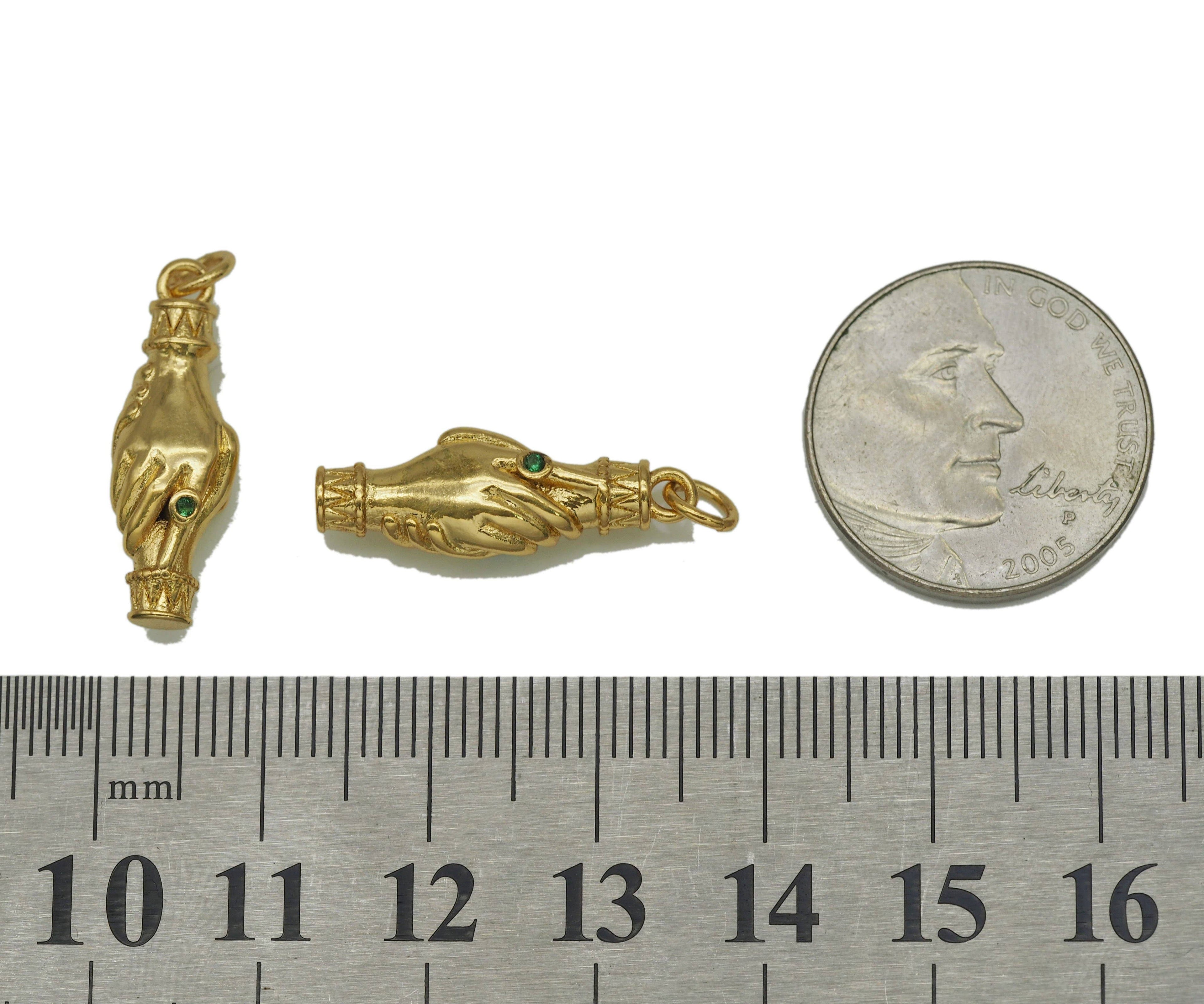 CZ Shaking Hands Charm, Sku#Y691