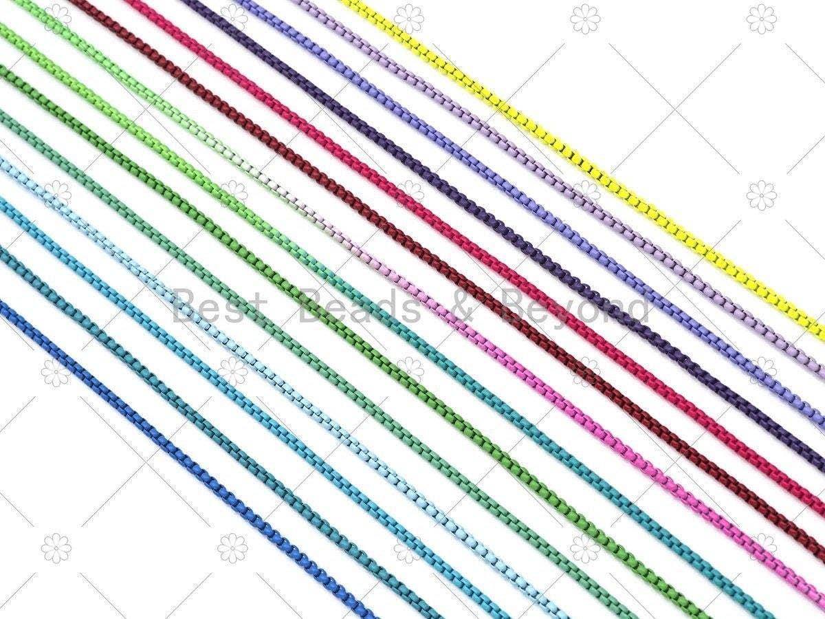 26 COLORS!!! Enamel Box Chain/Necklace, Enamel Pop Chain Necklaces, Colored Metal Necklace, Wholesale Enamel Chain,3mm,sku#M398