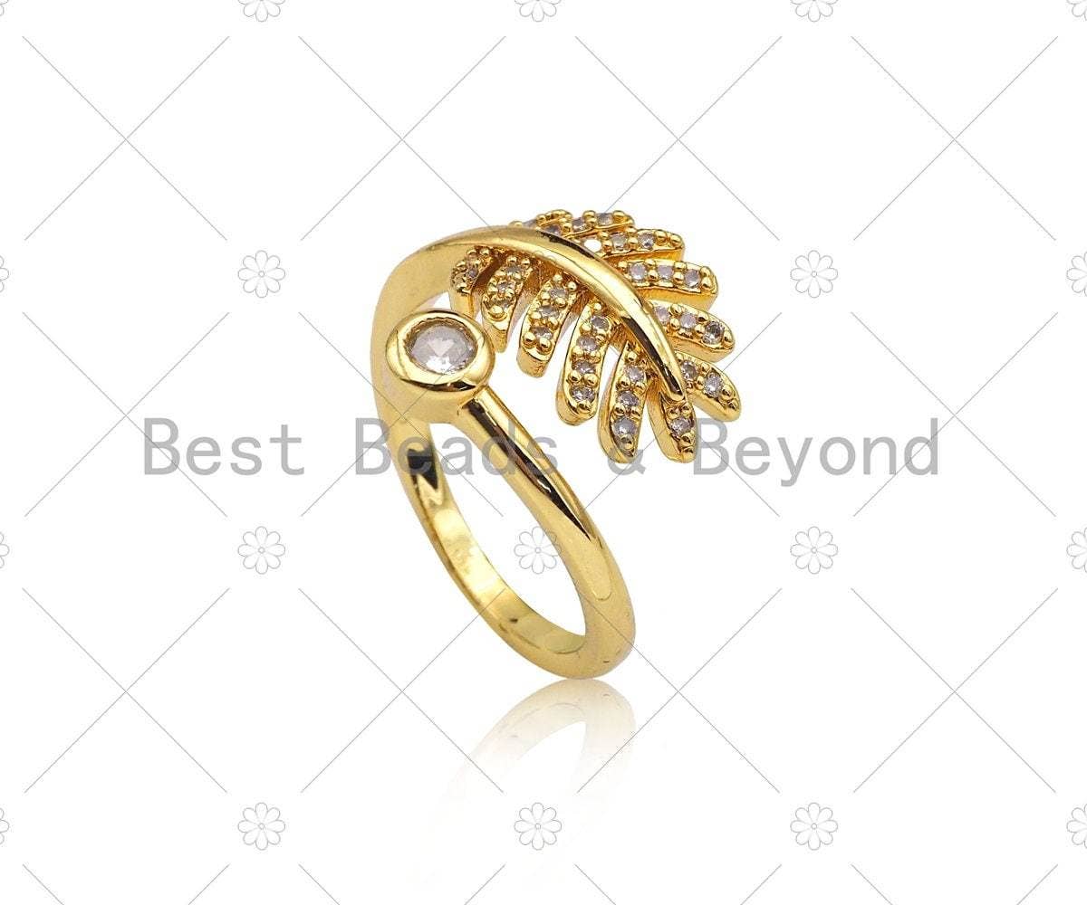 CZ Leaf Shape Adjustable Ring, Sku#X194