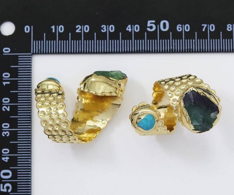 Gold Fluorite Adjustable Ring, Sku#YT41