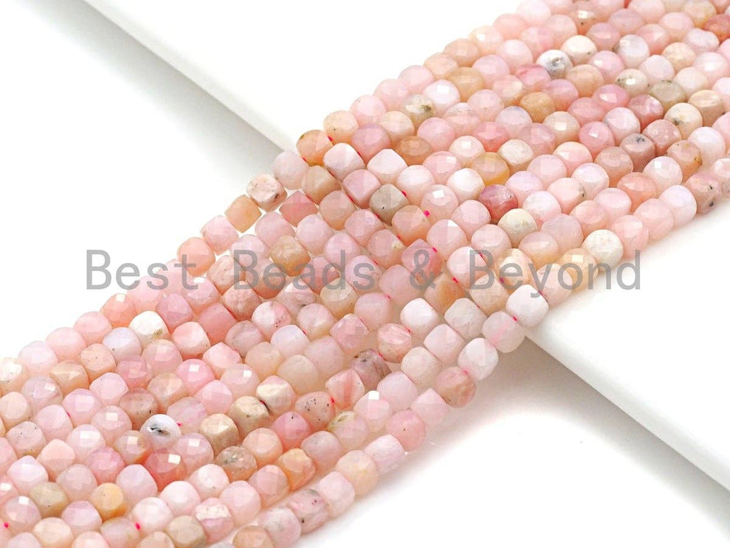 High Quality 4mm Pink Opal Faceted Cube Beads, Cube Pink Opal beads, 15.5" Full strand, sku#U779