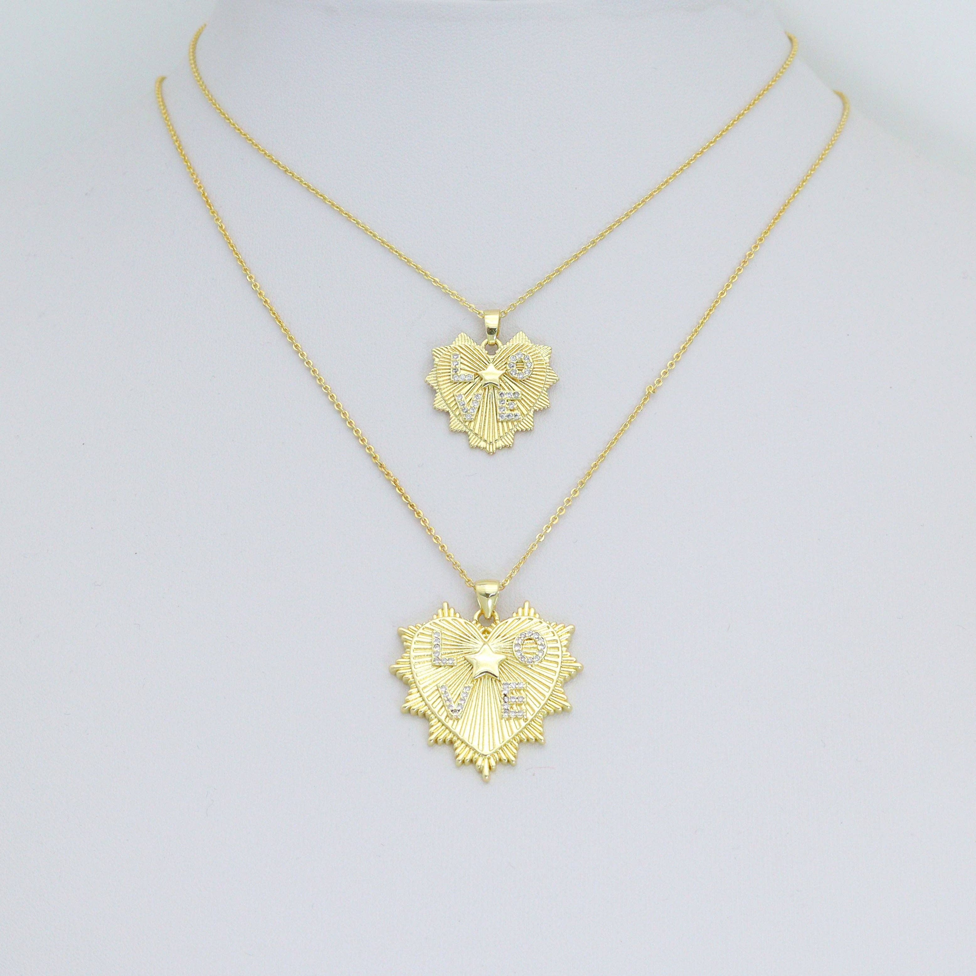 CZ Love Star Heart Charm Pendant, Sku#LX792