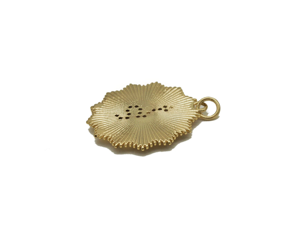 Gold CZ Snake Round Medallion Charm, Sku#CP40